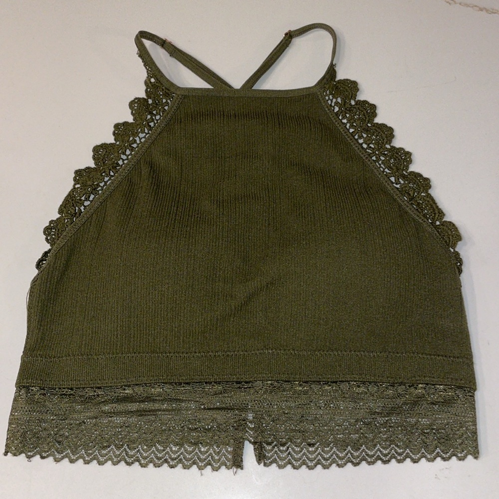 Price Firm - Three Bird Nest Olive Lace Halter Bralette